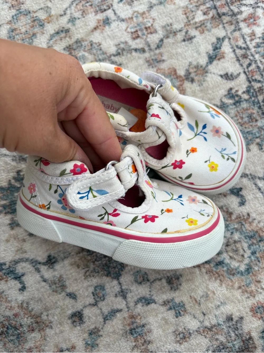 Girls Toddler Floral Canvas Mary Jane Sneakers - BABYGAP Colorful Flowers